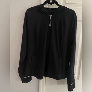 Fit2Run Fit 2 Run black running zip jacket with hoodie reflective strips large